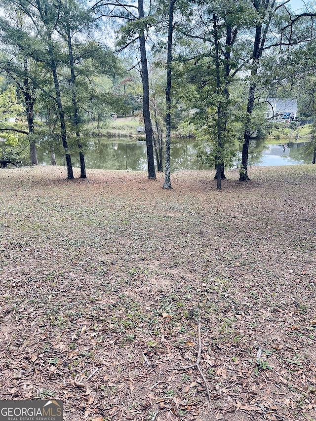 view of yard with a water view