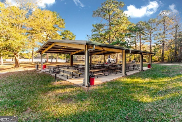 view of community with a yard and a gazebo