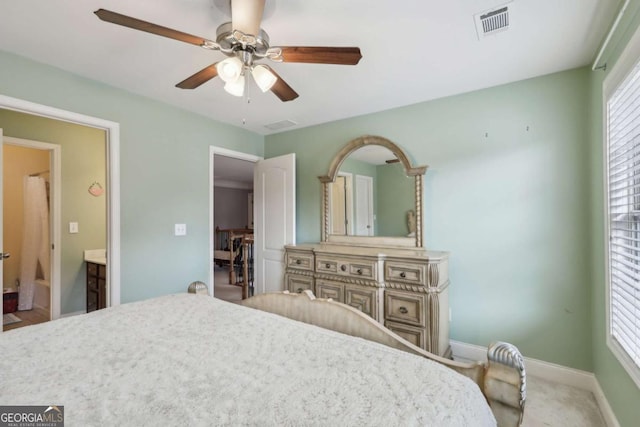 bedroom featuring ceiling fan