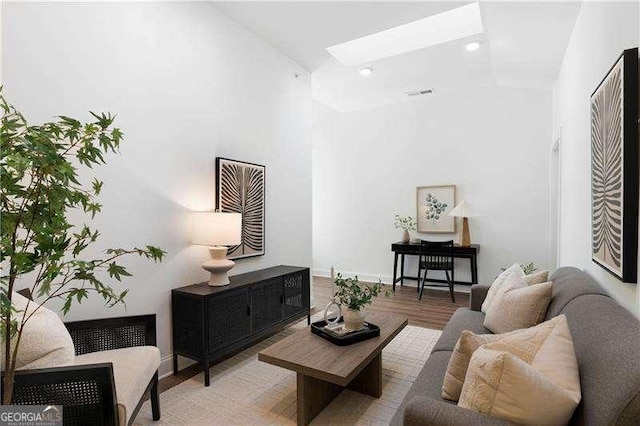 living room with wood-type flooring