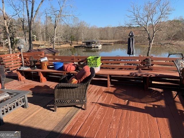 deck with a water view