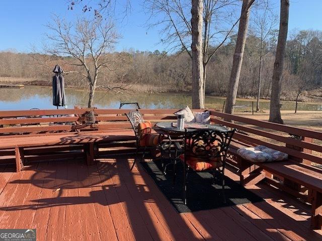 deck with a water view