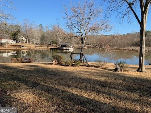 view of yard with a water view