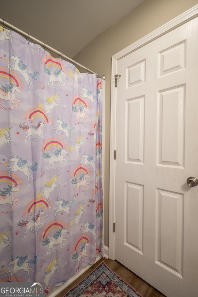 bathroom featuring hardwood / wood-style flooring