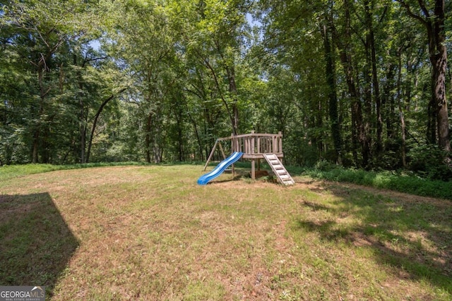 view of yard featuring a playground