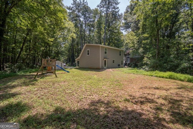 view of yard with a playground