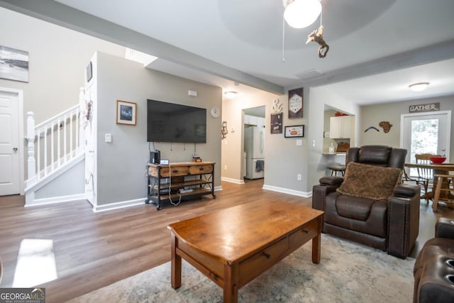 living room with light wood-type flooring