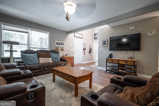 living room featuring light hardwood / wood-style floors