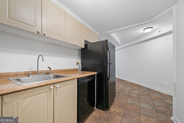 kitchen with sink and black appliances