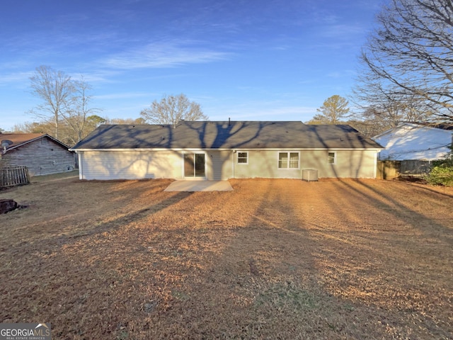 single story home with central AC and a patio area