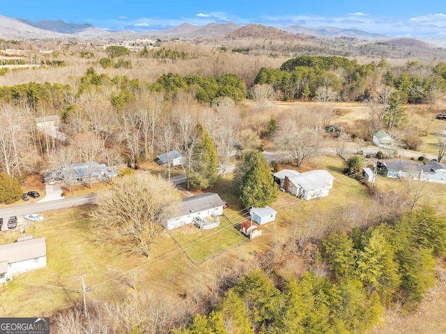 drone / aerial view with a mountain view