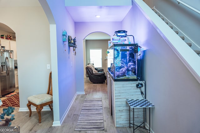 hallway featuring light wood-type flooring