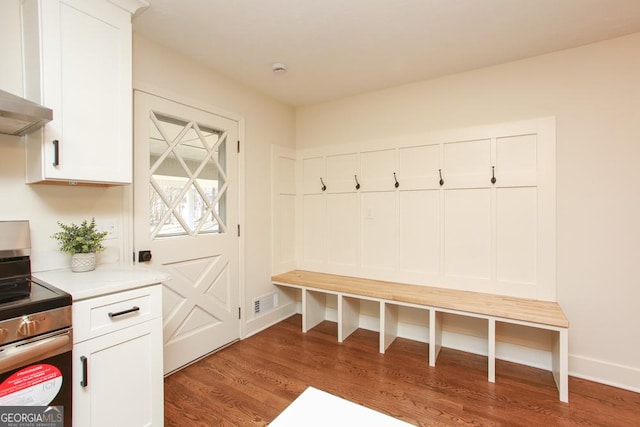 mudroom featuring dark hardwood / wood-style flooring