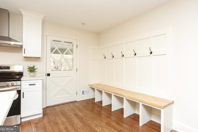 mudroom featuring light wood-type flooring