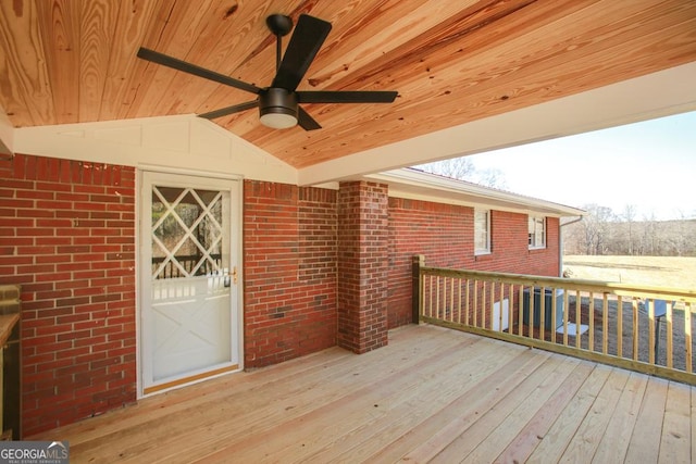 wooden terrace with ceiling fan