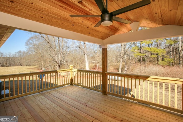 deck featuring ceiling fan