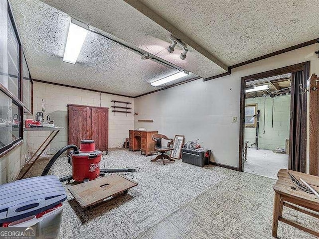 misc room featuring a textured ceiling