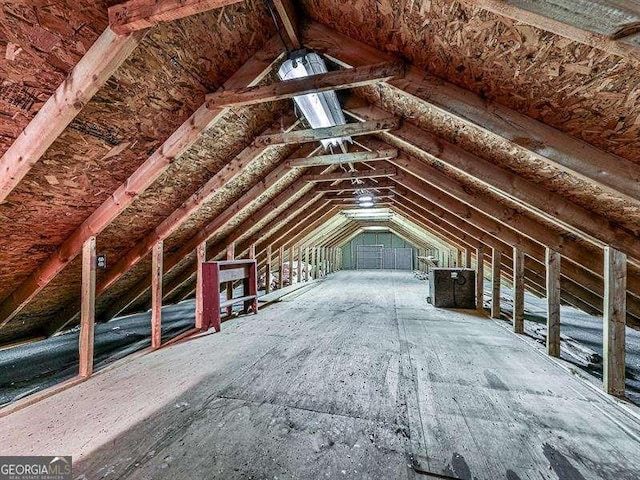 view of unfinished attic