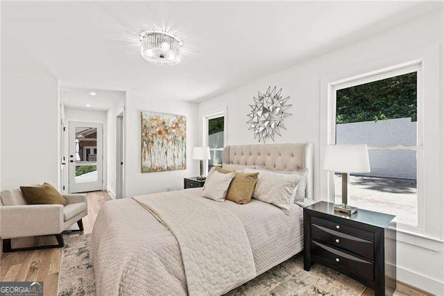 bedroom featuring hardwood / wood-style floors