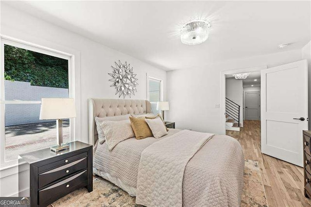 bedroom featuring light hardwood / wood-style flooring