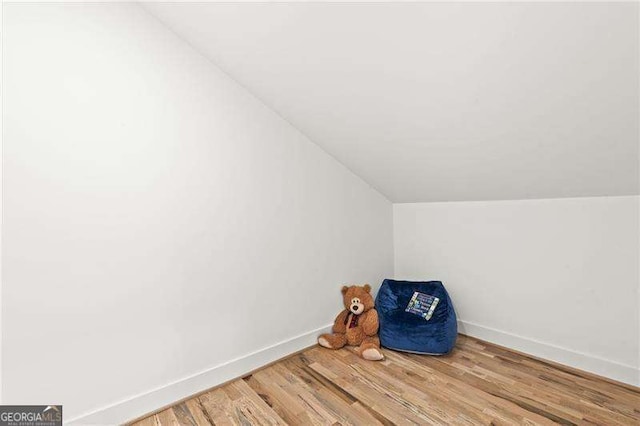 bonus room with lofted ceiling and wood-type flooring