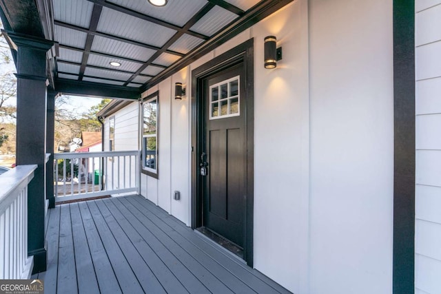 deck featuring covered porch