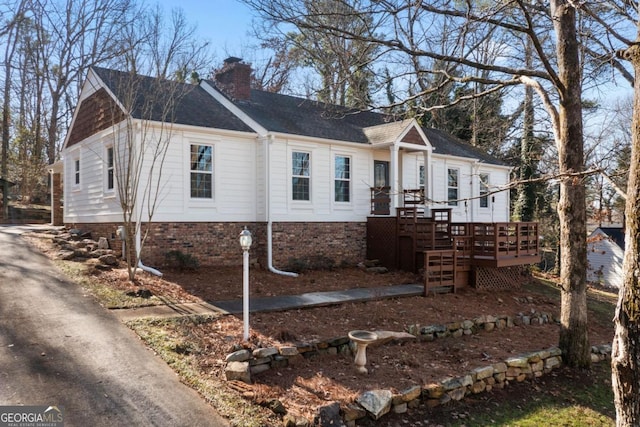 view of front facade with a deck