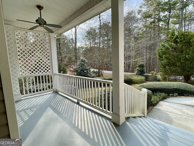 view of patio with ceiling fan