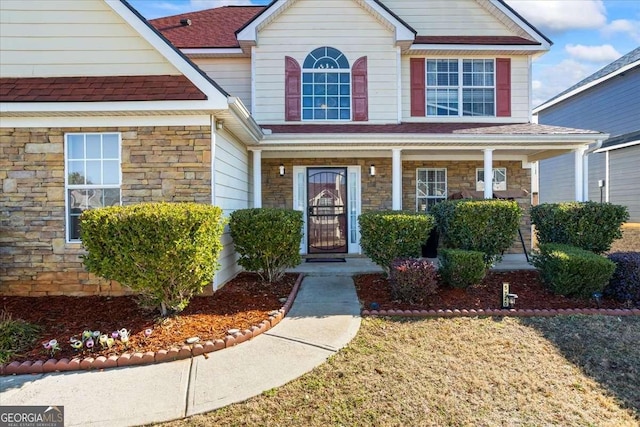 view of front of house featuring covered porch