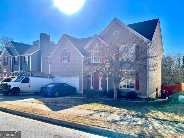 view of property featuring a garage