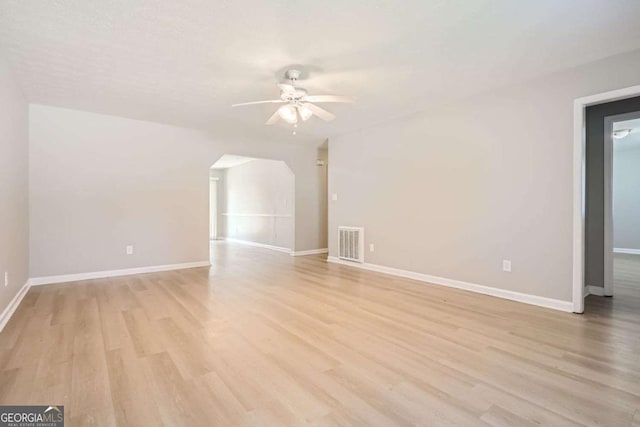 interior space featuring ceiling fan and light hardwood / wood-style flooring