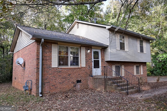 view of split level home