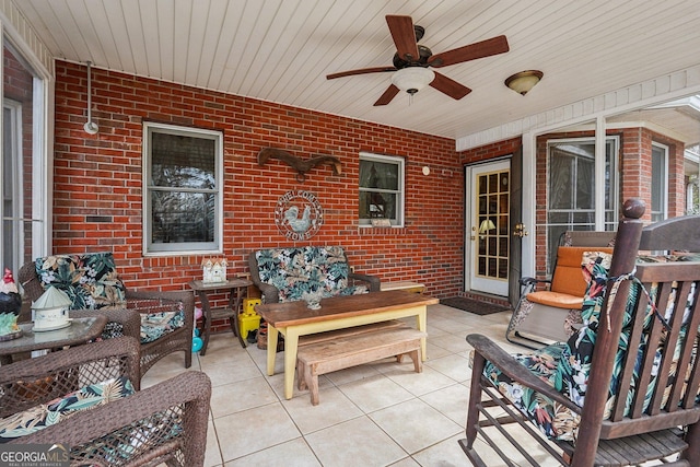 view of patio / terrace featuring outdoor lounge area and a ceiling fan