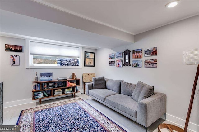 view of tiled living room