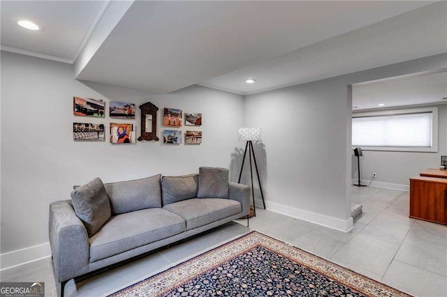 view of tiled living room