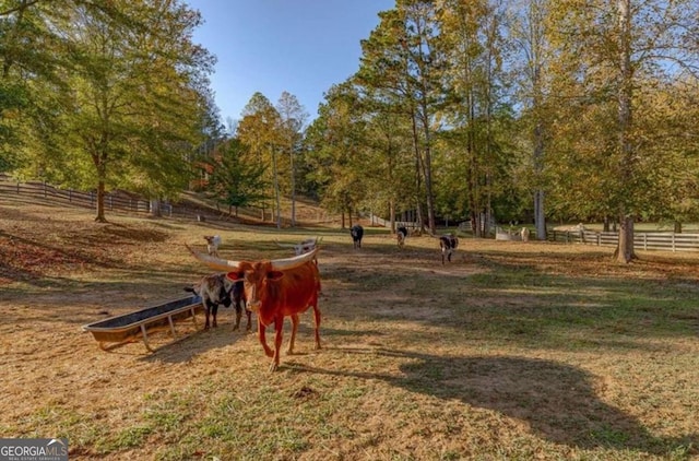 view of home's community featuring a rural view and a lawn