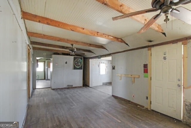 1381 Allgood Rd, Marietta, GA 30062 - spare room with beam ceiling, ceiling fan, and wood finished floors