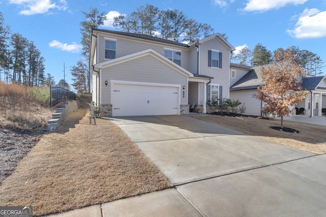 view of front property with a garage