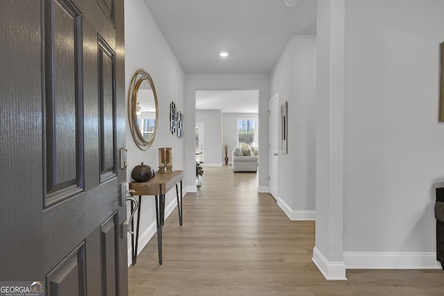 foyer featuring light hardwood / wood-style floors