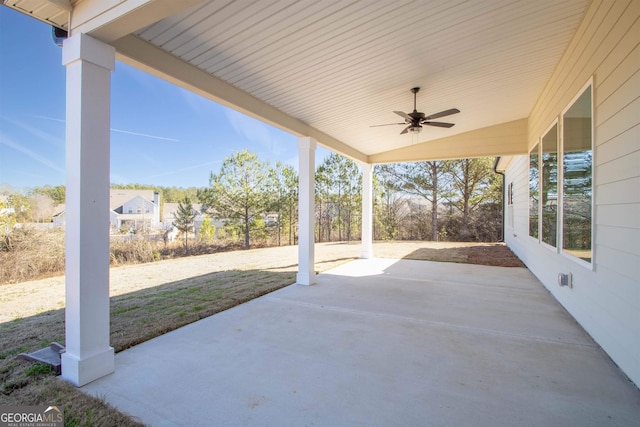 view of patio with ceiling fan