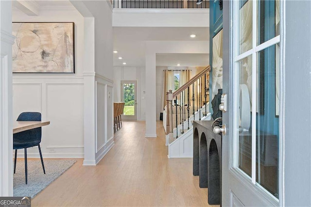 foyer with light hardwood / wood-style flooring