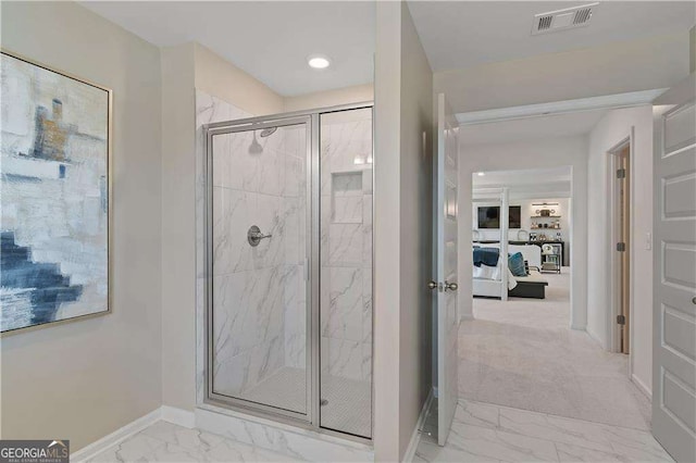 bathroom featuring walk in shower