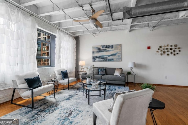 living room featuring hardwood / wood-style flooring