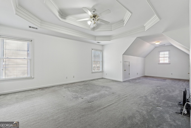 bonus room featuring carpet floors and ceiling fan