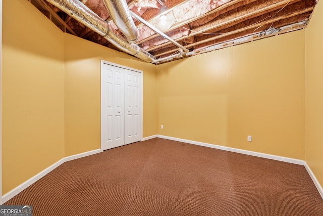 basement featuring carpet