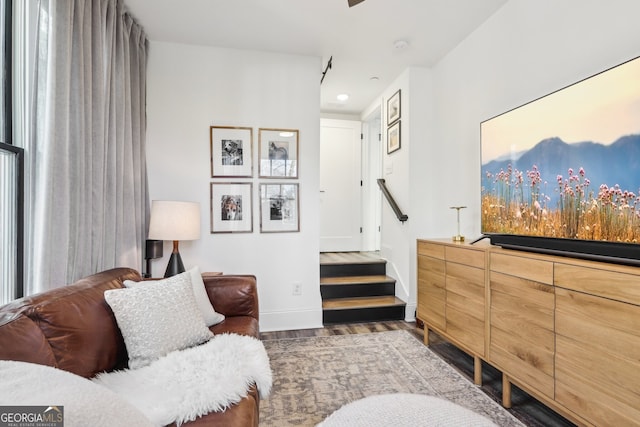 interior space featuring dark hardwood / wood-style flooring