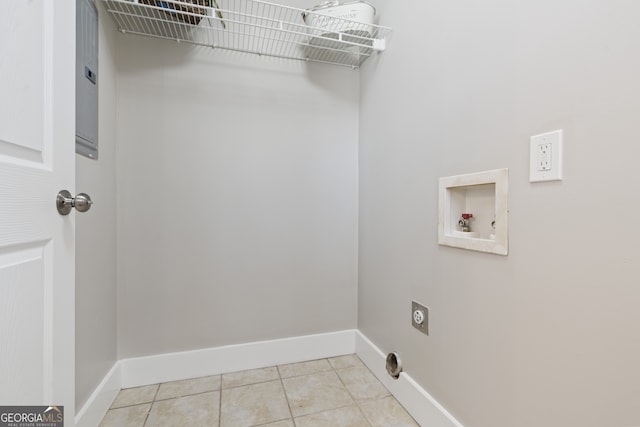 laundry room featuring washer hookup, hookup for an electric dryer, and light tile patterned floors