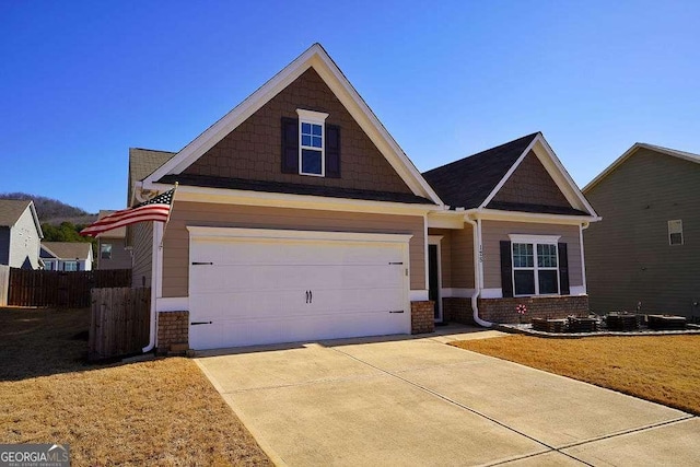 craftsman inspired home with a garage