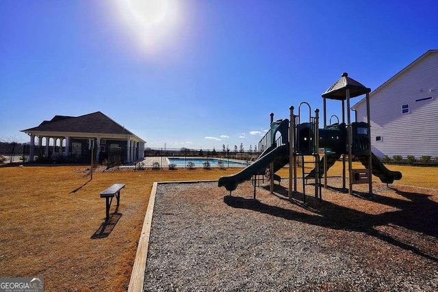 view of playground featuring a gazebo