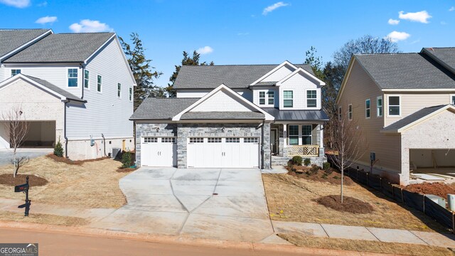 1360 Longleaf Ct, Watkinsville, GA 30677 - view of front of property featuring central AC unit, a garage, and a porch